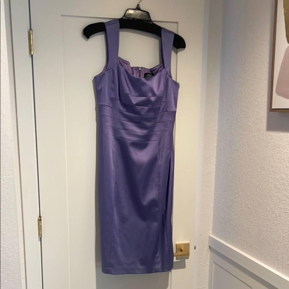Jax Purple Sleeveless Sheath Dress Square Neck Midi-cocktail